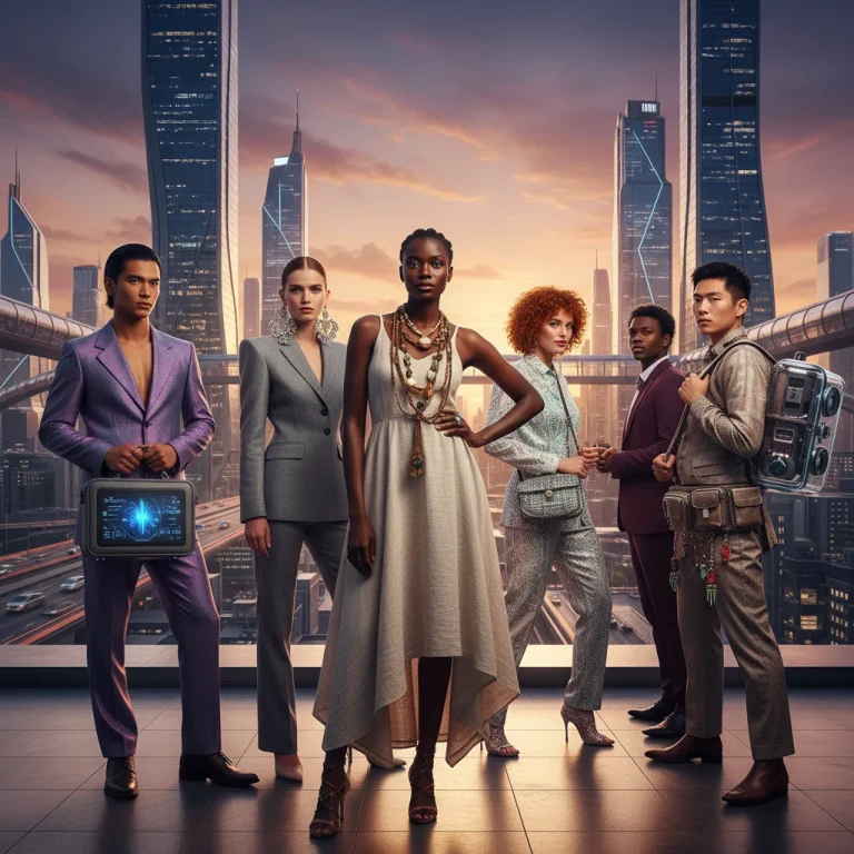 Diverse models displaying 2026 US fashion jewelry and bag trends in a city setting.