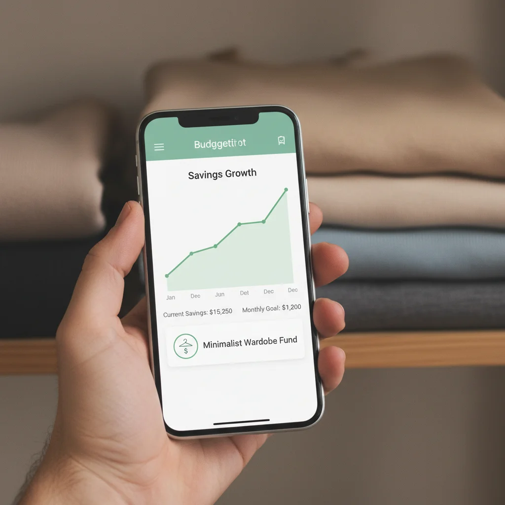 Budgeting app showing savings from a capsule wardrobe