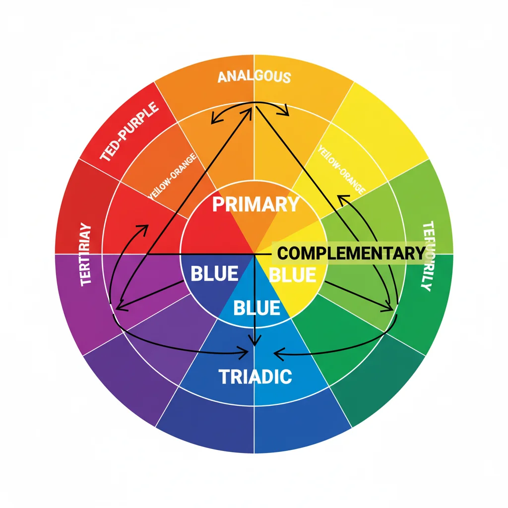 Vibrant color wheel demonstrating various color harmony schemes