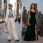 Woman demonstrating versatile day to night outfit changes for 2026 fashion