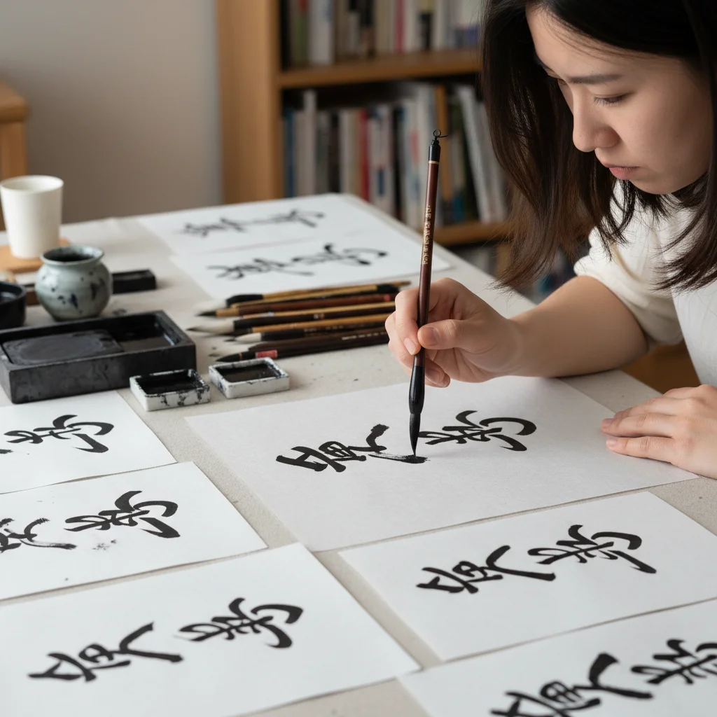 Person focused on practicing a new skill, demonstrating dedication and progress.