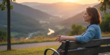 Person enjoying nature, phone beside them, symbolizing digital detox and reconnection.
