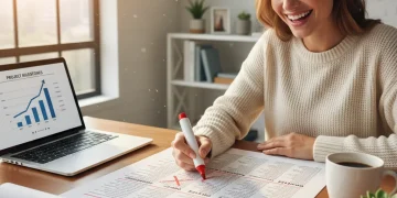 Person happily checking off tasks on a 'done list' to boost motivation