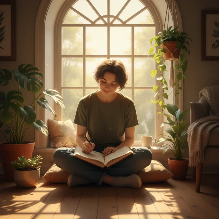 Person journaling about daily gratitude near a sunny window
