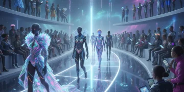 Futuristic digital fashion show in the metaverse influencing physical apparel choices in the US