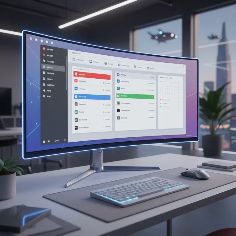 Organized desktop and inbox reflecting digital decluttering success