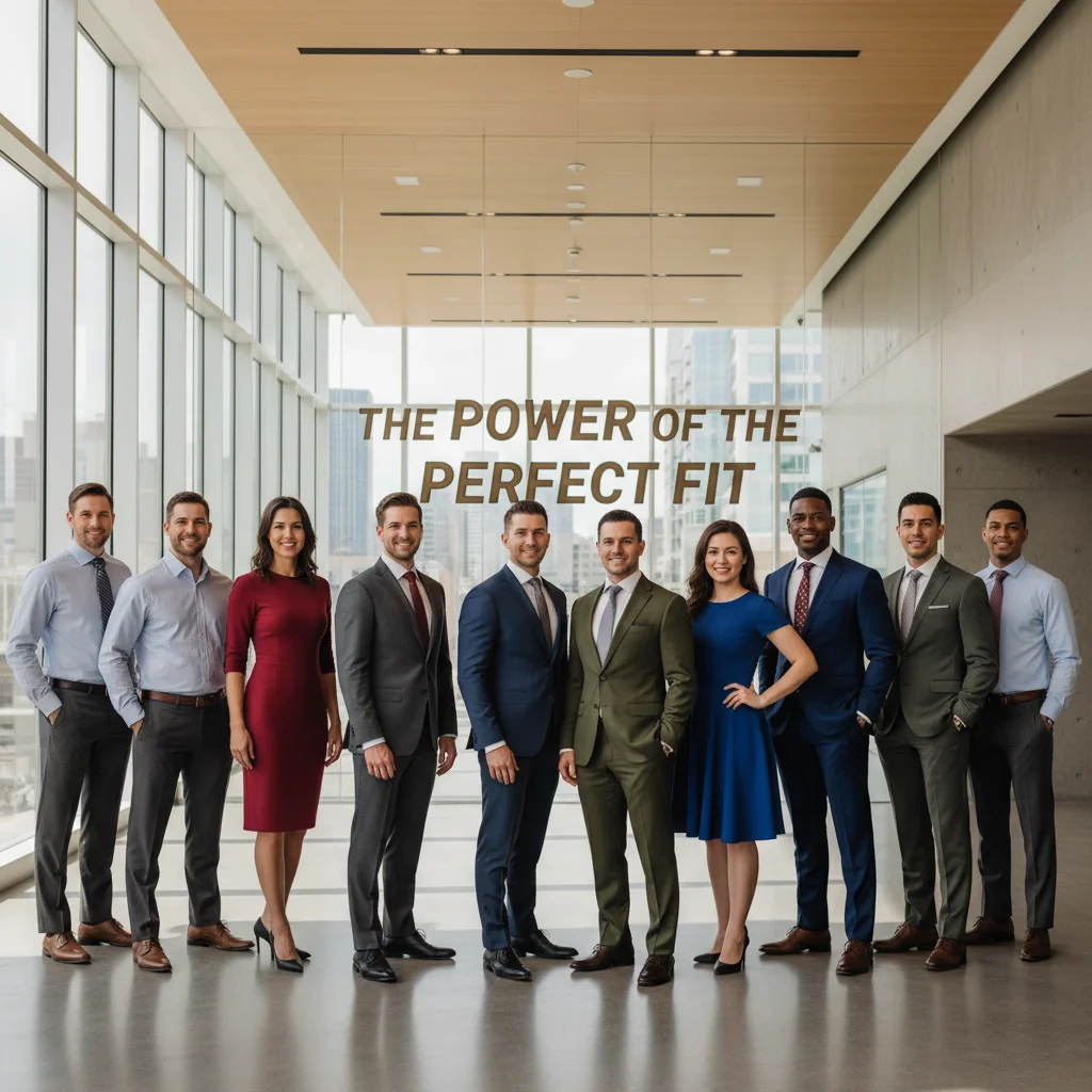 People wearing well-fitted tailored clothing, confident style