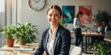 Refreshed person working productively in the afternoon with natural light and healthy snacks.