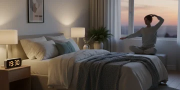 Serene bedroom at dusk, preparing for peaceful sleep