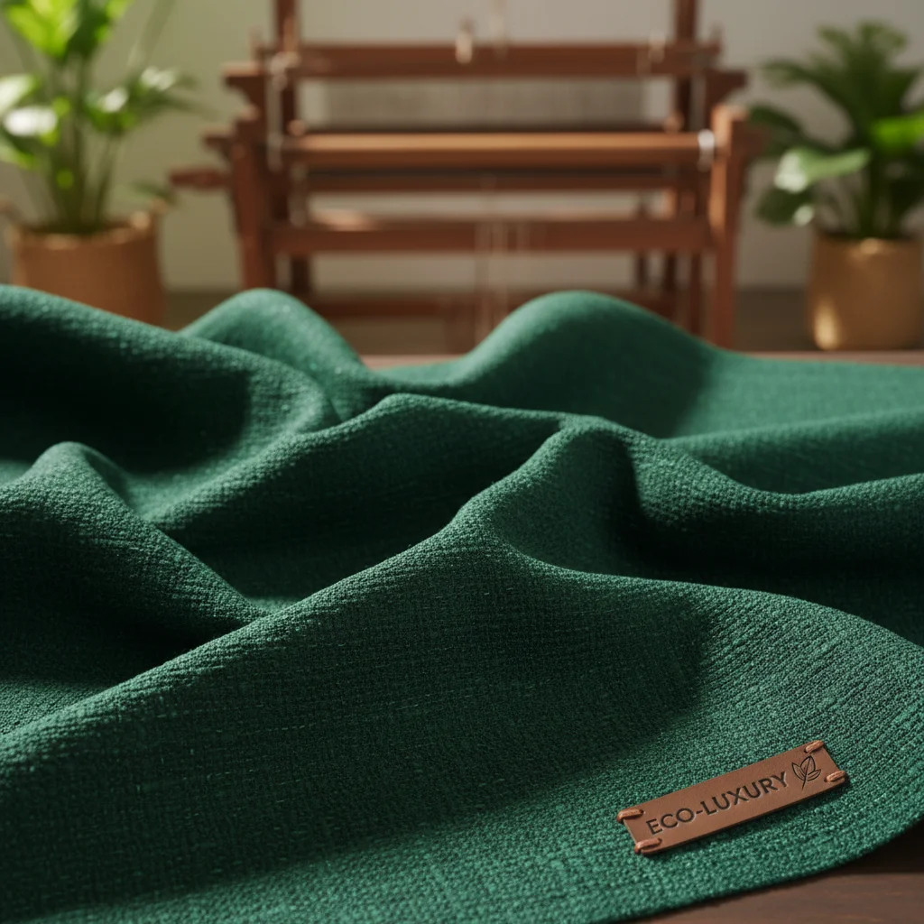 Close-up of sustainable luxury fabric, eco-friendly formalwear material.