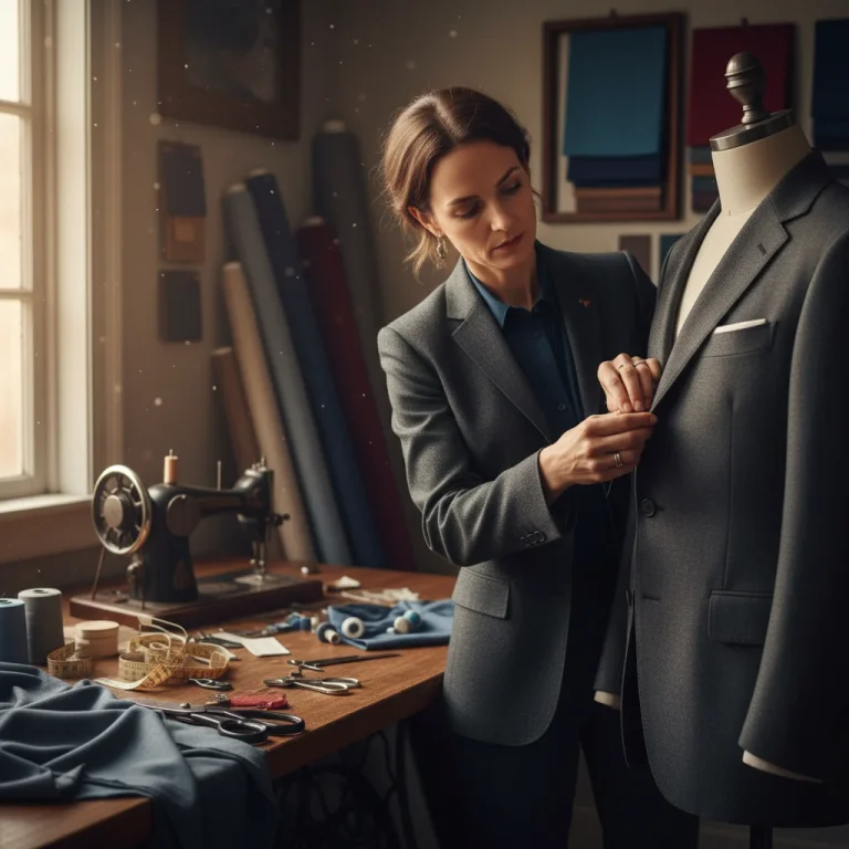 Tailor working on suit sleeve, professional alterations