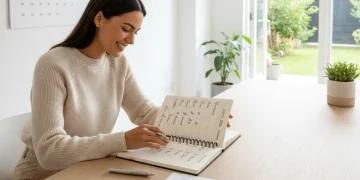 Woman organizing her weekly reset routine for a productive 2026