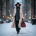 Winter 2026 Fashion: 7 Essential Outfit Formulas for Seasonal Transitions Stylish woman in layered winter outfit on snowy city street