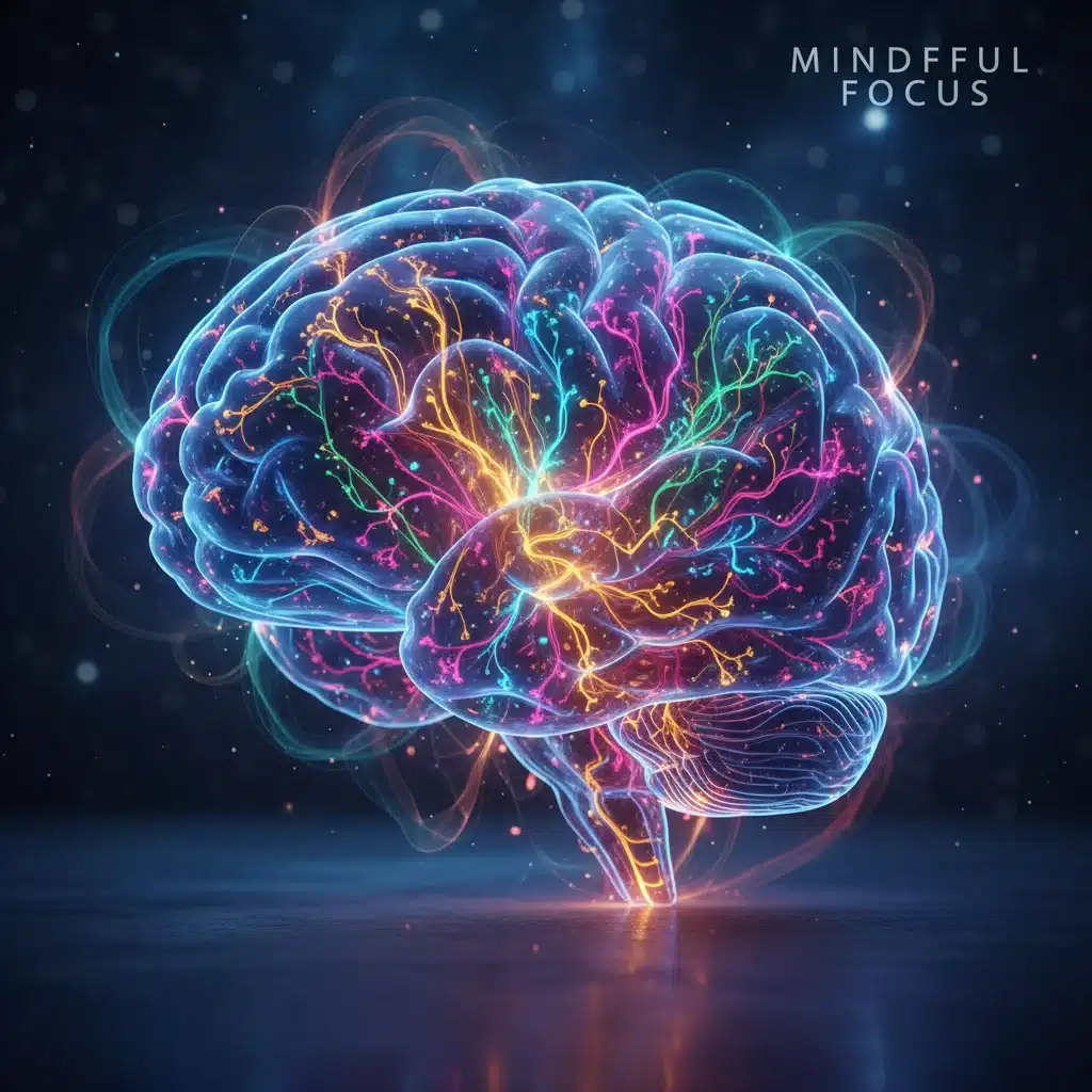 Brain with glowing pathways representing enhanced focus and cognitive function