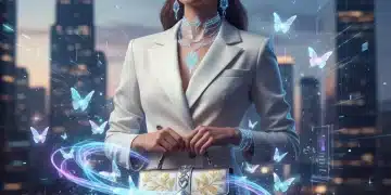 Futuristic woman showcasing metaverse-integrated accessories
