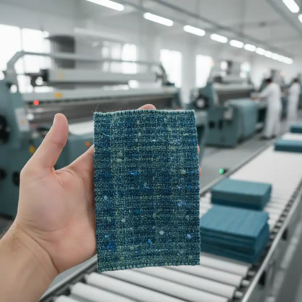 Innovative fabric made from recycled materials, highlighting sustainable textile technology.