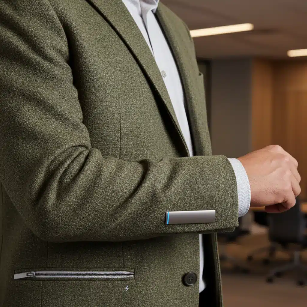 Close-up of sustainable and tech-integrated workwear fabric, showcasing texture and innovation.