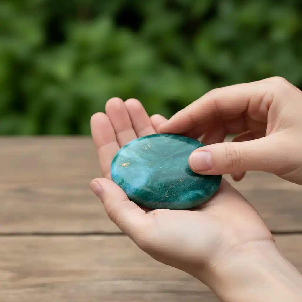 Hands holding a worry stone, practicing tactile mindfulness