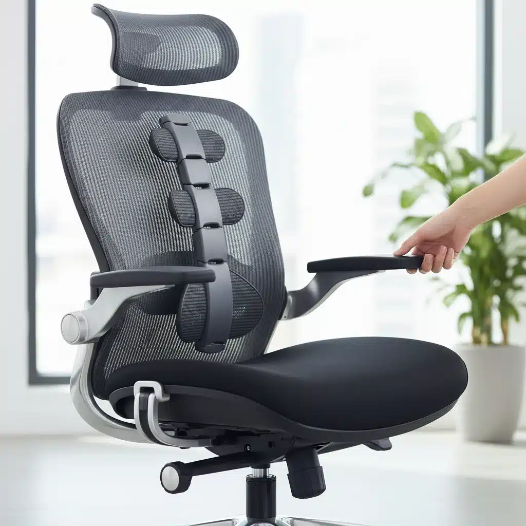 Ergonomic office chair with adjustable lumbar support and armrests