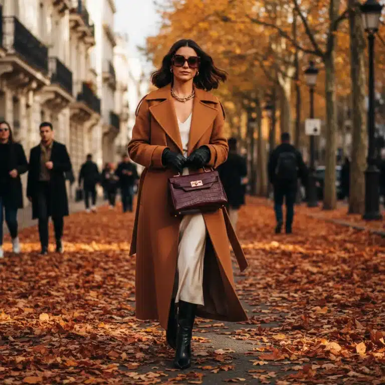 Stylish woman in ankle boots on an autumn street, reflecting Fall 2026 fashion trends.